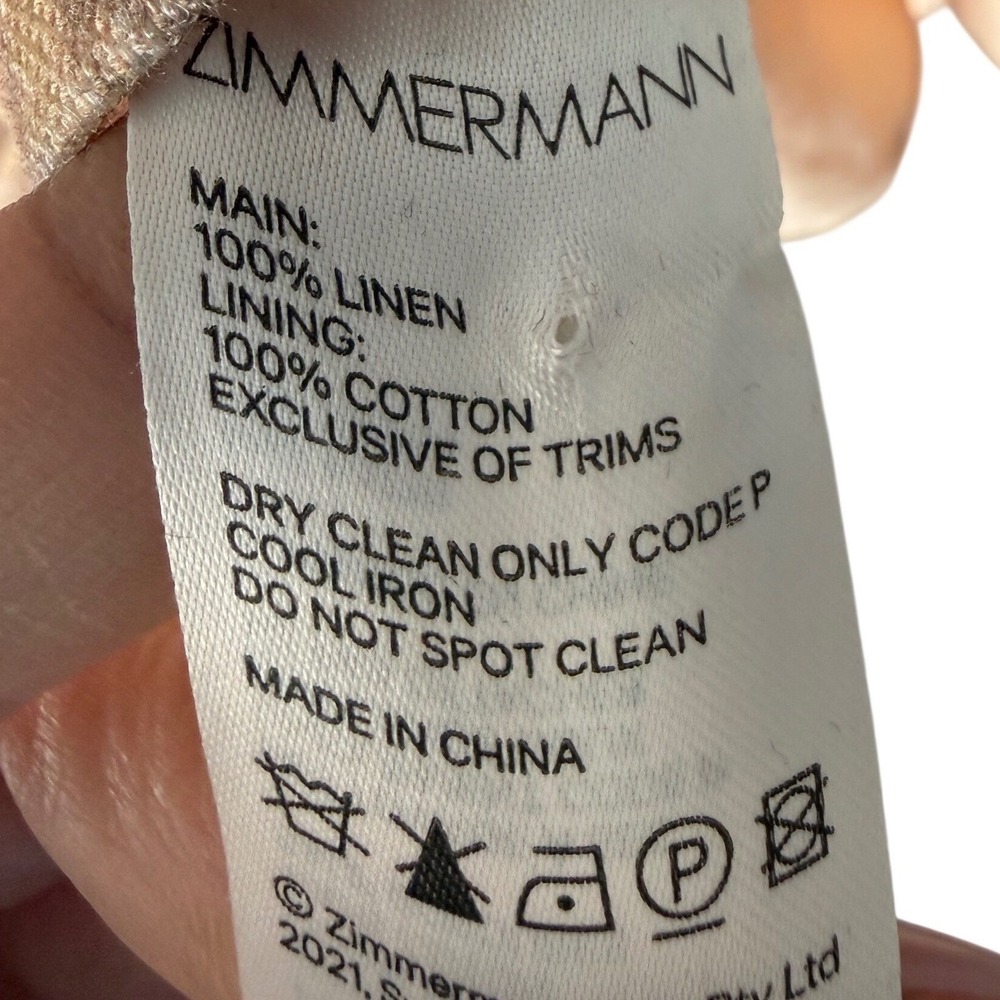 Zimmermann Rosa Cut Out Mini Dress AU 0 US XS Floral Linen Euro Resort Summer - Picture 6 of 11